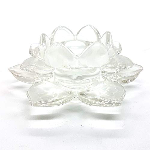 Porta Velas Vidro Flor de Lótus Enfeite Vidro Transparente
