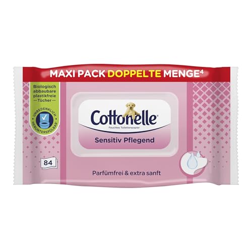 Cottonelle feuchtes Toilettenpapier, Sensitive Pflegend, 1 x 84 Toilettentücher – Ansicht 1