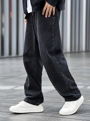 Image of dockstreet Men Baggy Denim Jeans in Pure 100% Cotton Denim || Stretchable (Jet Black) and Stretchable (Colored) Jeans || Unisex Designs||Jeans||