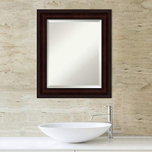 Image of Framed Vanity Mirror | Bathroom Mirrors for Wall | Coffee Bean Brown Mirror | Wall Mounted Mirror | Small Mirror | 25.25 x 21.25 in.