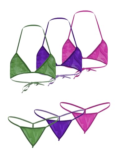 Image of Xs and Os Women Bikini Fishnet Bra Panty Lingerie Set Combo