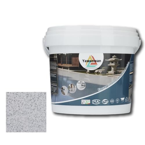 Pintura epóxica para piso con arena coloreada Yawanwan, autonivelante, para interior y exterior, resistente al desgaste, antideslizante, color blanco lechoso, 1 kg