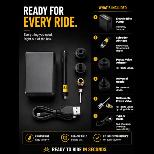 KOSTA Electric Bike Pump, 120PSI Mini Portable Bicycle Pump, Fast Inflate - image 7