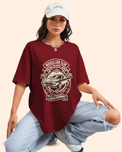 Image of AUSK Oversized T-Shirt for Womens || Graphic Front Printed Loose fit Womens Tshirt