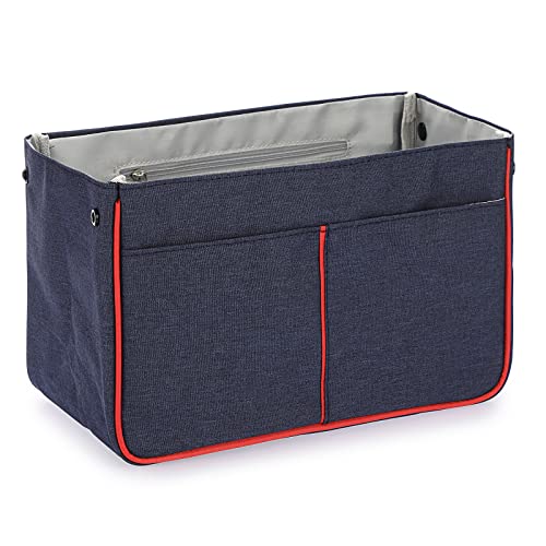 Btsky Large Size Purse Organizer Insert Oxford Bag Organizer For Handbag & Purse, Handbag &Tote Bag Organizer Insert Shaper With 14 Pockets(L, Blue) #TOP8