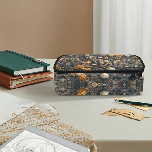 Image of Boys Pencil Pouch Dinosaur Fossil Pencil Case Large Capacity,Cool Pencil Container for Elementary Kids Children Pencil Bag for Girls Adults Women Make Up Bag for Travelling Outdoor