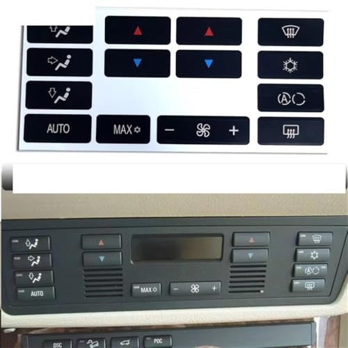 Jeu caches boutons clim BMW X5 E53 E39 : adhésif haute résistance noir