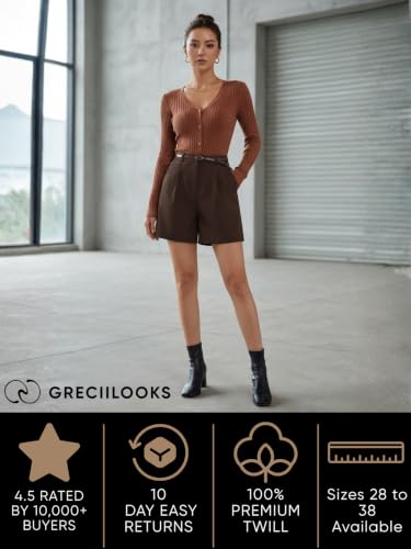 Image of GRECIILOOKS Women's Western Shorts - Trendy Knee Length Casual Bottoms | Relaxed Fit Summer Shorts for Girls & Women (Available in Plus Size)