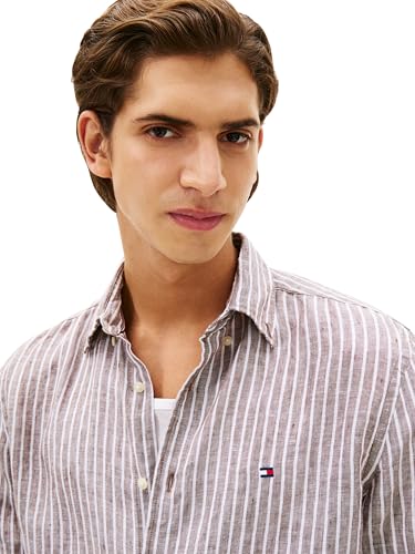 Image of Tommy Hilfiger Men's Long Sleeve Casual Linen Button Down Shirts in Regular Fit