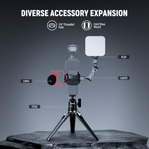 Image of NEEWER Pocket 3 Cage, Aluminum Alloy Gimbal Camera Video Recording Rig with Built in Action Camera Accessory Adapter 1 /4 inch Threads Compatible with DJI Osmo Pocket 3, No Assembly Needed, AC009
