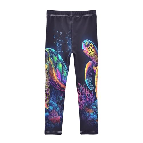Rainbow Sea Turtle Ccoral Reef Girls Casual Leggings for Kids Printed Long Pant Bottoms Stretch and Soft2