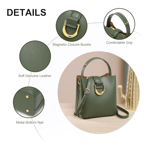Leather Crossbody Bucket Bag Shoulder Bags for Women Purses Handbags Adjustable Strap Designer Bags ﻿4