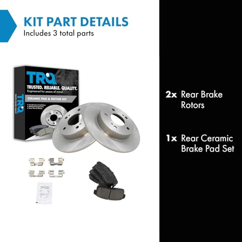 Image of TRQ Rear Ceramic Brake Pad and Rotor Set | For 2001 Infiniti I30 From 10-03-00 Production Date 02-04 Infiniti I35 10-03-00 Production Date 02-03 Nissan Maxima