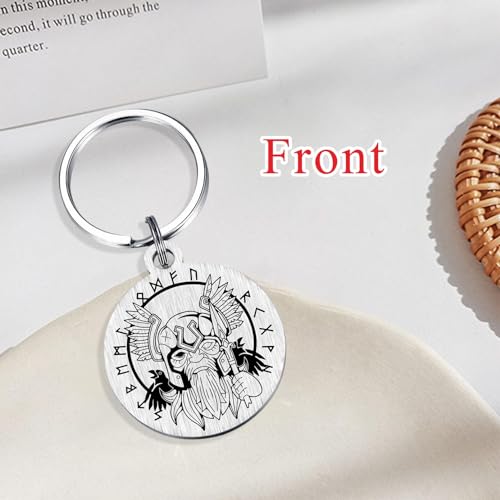 Image of Alotozo Norse Viking Keychain for Men Women - Compass, Tree of Life, Wolf, Odin, Ravens Mythology Gift for Birthday Christmas