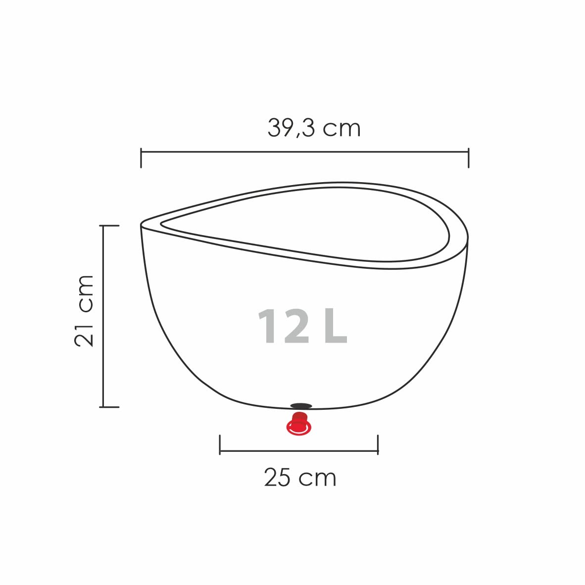 Scheurich 55367 252/40 Wave Globe Coupe de Fleurs Plastique Granit Noir Diamètre 40 cm