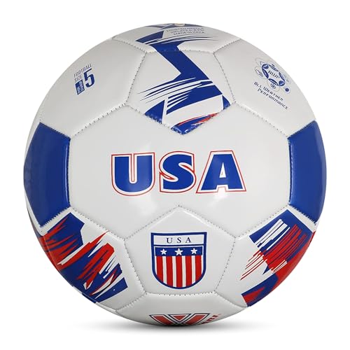 Image of Vizari Country Soccer Ball with Long-Lasting Air Retention Bladder and Machine-Stitched Panels | Consistent Bounce for Passing and Shooting | Eye-Catching National Colors Design