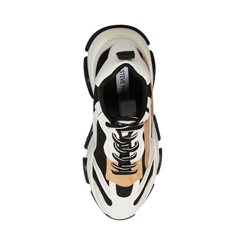 Steve Madden Women's Possession Sneaker, Black/TAN, 9.5
