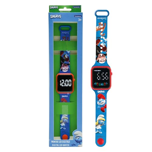 Lexibook, Los Pitufos, Reloj Digital, 12 o 24 Horas, Azul/Rojo, DMW060SFLXB
