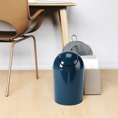 Image of Umbra Mini Waste Can, 1.25 Gallon with Swing Lid (Dark Blue)
