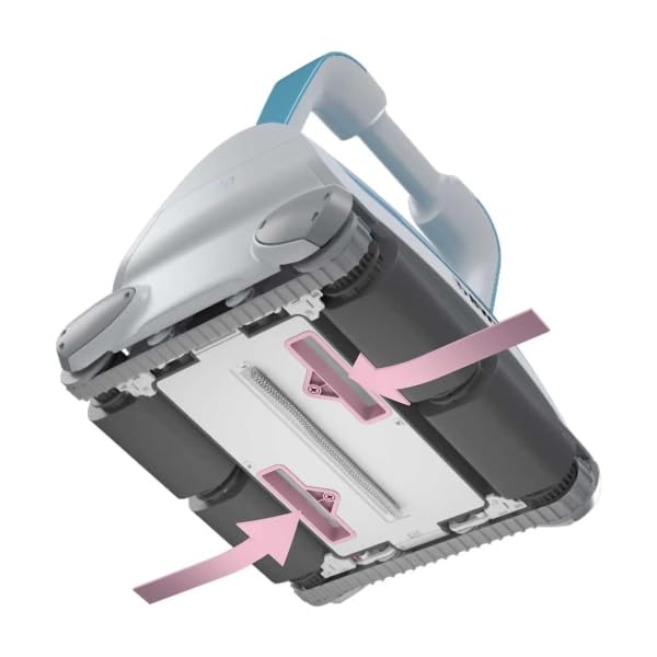 KURIL AQUABOT BWT P500 LED Robot limpiafondos para Piscina – Succión 19 m³/h, filtros 4D, navegación Inteligente, LED Azul, Limpieza Completa, con Carro y Cepillo Vibrante