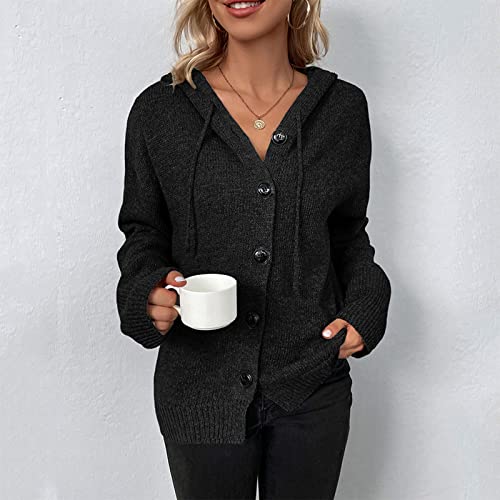 Cardigan for Women Lightweight Button Down Knit Hooded Sweater Coat - image 2