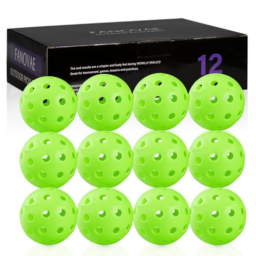 Fanovae Pickleball Balls, 12 Pack 40 Holes Outdoor Pickleball Balls, High Visibility and Bounce, Stylish and Durable Pickleball Balls for All Style Pickleball Paddles & All Skill Levels