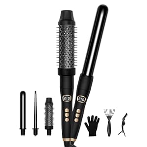 Lockenstab Set 3 in 1, Lockenstab Verschiedene Aufsätze, Warmluftbürste Thermal Brush, Lockenstäbe mit 3 Austauschbaren Zubehörteilen, Curling Iron 9-35mm, Haarstyling Geräte für Langes Haar