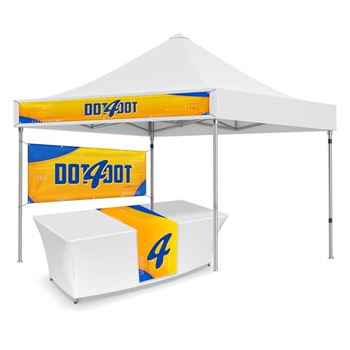 DOT4DOT Custom Canopy with Logo for 10x10 Pop Up Tent Personalized Customizable Heavy Duty for Events (Banners Only NO Canopy)