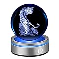 IFOLAINA Tiger Gifts 3D Crystal Ball White Tiger Figurine Lamps Decorations Tiger Statue Presents