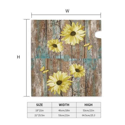 Image of Rustic Daisy Board Mailbox Cover Magnetic, Yellow Sunflowers Vintage Wood Grain Plank Mailbox Wrap Letter Post Box Cover for Yard Garden Outside Home Decor, Standard Size 21x18 Inch