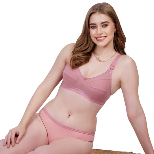 Image of Women Non Padded Bra in B & C Cup - Made of Pure Cotton Full Coverage Non Wired Soft Cup for T-Shirt Saree Dress Sports Garment for Daily Use Everyday