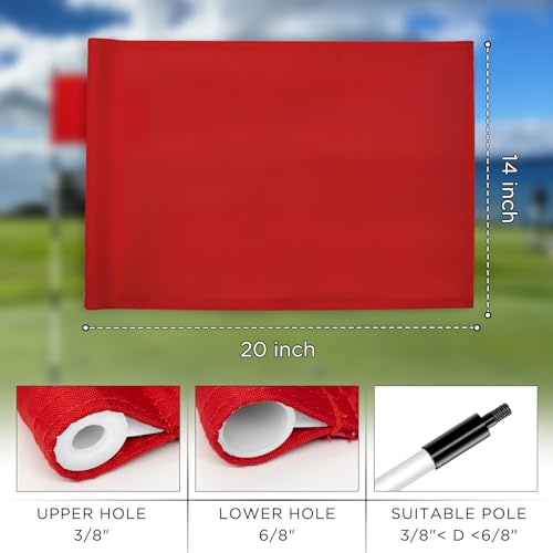 KINGTOP Golf Flag 20x14 Inch - Plain Red, 420D Nylon, Tube Inserted - Standard Putting Green Flags for Backyard Practice, Golf Courses, Country Club, 1-Pack - Image 4