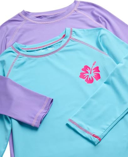 Image of Real Love Toddler Girls Rash Guard - 2 Pack Quick Dry Sun Protection Girls Swim Shirt Long Sleeve Rash Guard Kids (2T-16)