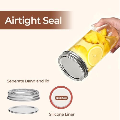 Image of ComSaf 20 oz Mason Jars Wide Mouth 6 Pcs, Large Canning Jars with Seal Bands, 20 oz Glass jar with Lid for Jam, Sauce, Juice, Coffee, Pickling, Fruit, Dessert, Kitchen Storage, Vanilla Extract