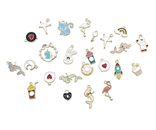 SATYAM KRAFT 24 Pcs Mix Design Pendant Charms For Key Chain Earring Necklaces Bracelet DIY Crafts and Jewelry Making Accessories for christmas (Mix Color) (24 pcs)