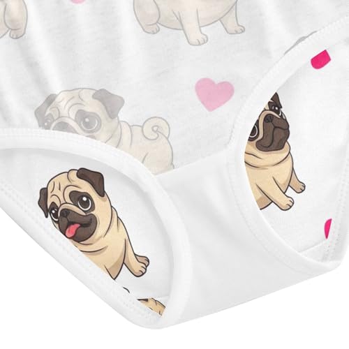 Pugs Playful White Kids Underwear Girls, Toddler Girl Briefs, Girls Underwear Cotton, 2–8 Years4
