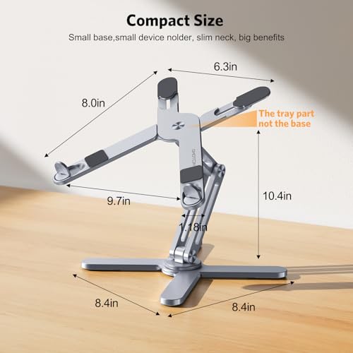 Image of OMOTON 360 Rotating Laptop Stand Riser for Desk, Ergonomic Foldable Computer Stand Adjustable Height Angles for Collaborative Work, Easy Storage Fit Macbooks,All Laptops up to 16 inches, Space Grey