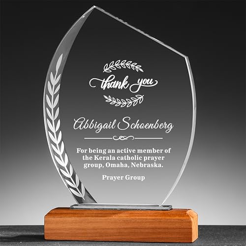 Personalized 9.5” Glass Plaque, Engraved with Names, Appreciation Messages and Company Logo, Completely Customized Gift Plaque, Award Trophy for Retirement Employee, Manager, Boss.