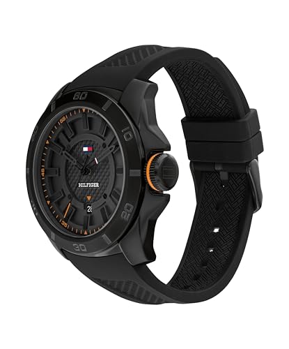 Image of Tommy Hilfiger Men's Black Stainless Steel & Silicone Strap Watch