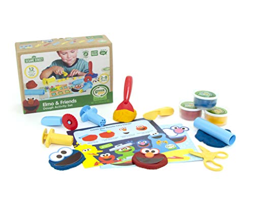 Green Toys Sesame Street Elmo & Friends Dough Activity Set - 12 Piece Pretend Play, Motor Skills, Creative Arts & Crafts Kids Toy Set. No BPA, phthalates, PVC. Dishwasher Safe Recycled Plastic Tools, Organic Dough, Made in the USA. - Thumbnail 3