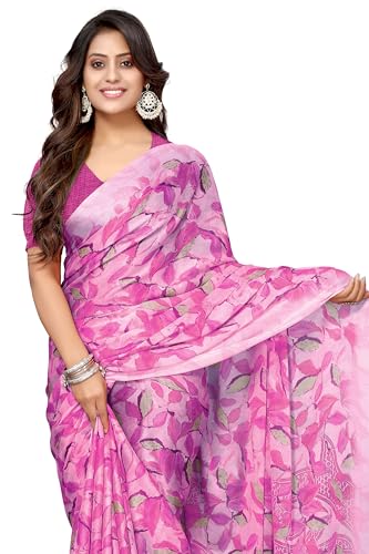 Image of MIRCHI FASHION Saree for Woman Chiffon Floral Printed | Lightweight All-Day Comfortable Women's Sari with Unstitched Blouse Piece (Available in 30 Colors)