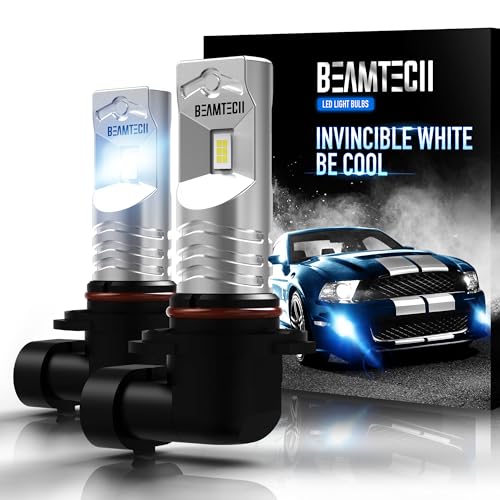 BEAMTECH 9005 Fog Light 6500K White 1:1 Size Super Bright Non-Polarity of 2