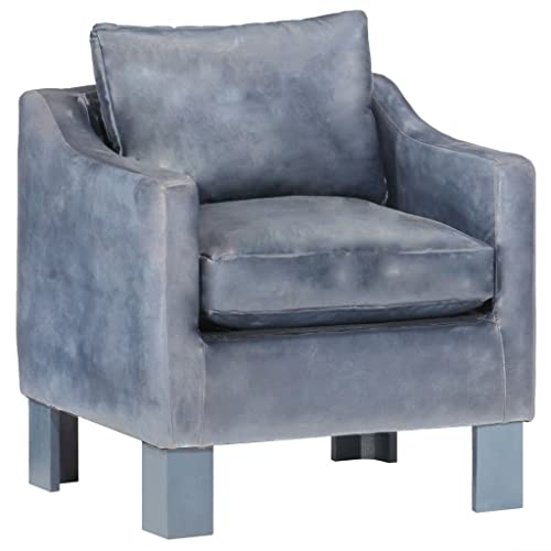 Cinyiqo Sillón, Butaca, Sillon Orejero, Sillon Lactancia, Sillones para Personas Mayores, Butacas De Cine, con diseño de Cubo Cuero auténtico Gris