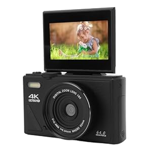 UHD 4K 64MP Digitale Camera, Vlog-videocamera met 3-inch Flip-scherm, Autofocus, Anti-shake, 18x Zoom Digitale Point-and-shoot-camera, Compactcamera voor Selfie op Reis