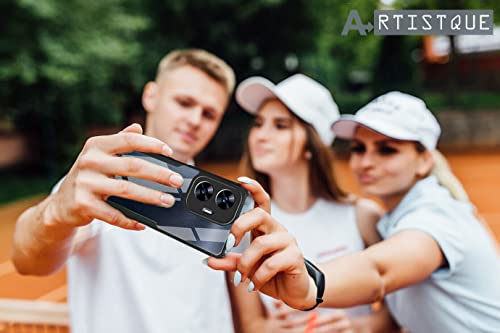 Image of A rtistque Clear Hard Transparent Acrylic Armor Anti-Drop Shockproof TPU Edge Back Cover Case for Realme Narzo N55 / Realme C55 - Black