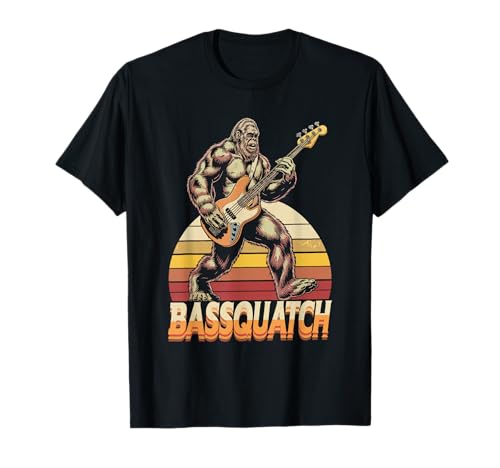 Bassquatch, Retro Bigfoot Bass Guitar Sasquatch T-Shirt