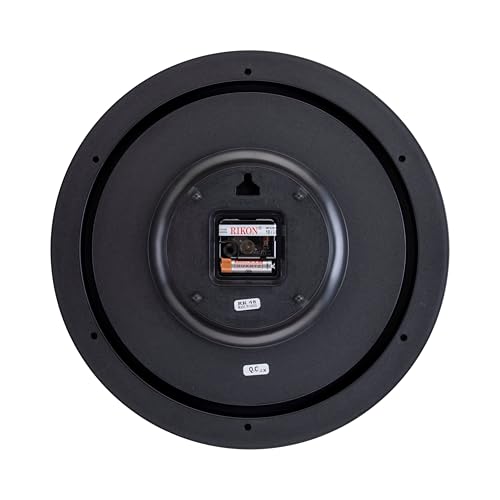 Image of Rikon RK-48 PL Roman Black Classic Round Analog Wall Clock - 43.18 x 43.18 cm Premium Plastic Design for Home, Office, Living Room Decor