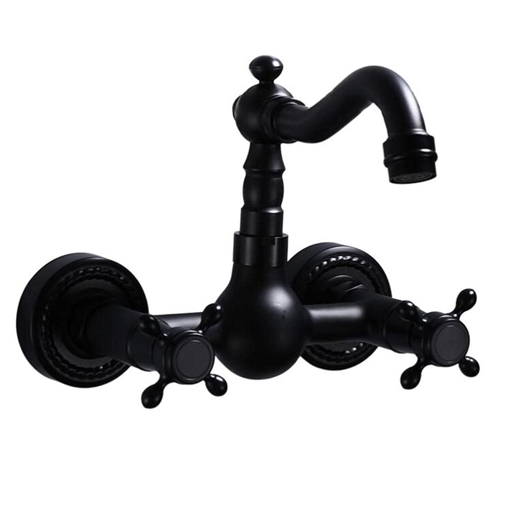 Robinet de lavabo de salle de bain noir mat encastrable pour rénovation rétro