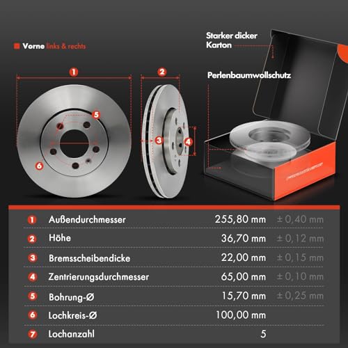 Frankberg 4x Bremsscheiben + 8x Bremsbeläge Mit bremsenschmiermittel Vorderachse Hinterachse Kompatibel mit Golf IV 1J1 1997-2005 A3 8L1 1996-2003 Polo 9A 9N 2001-2009 Replace# 1J0615301D