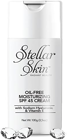 Oil-Free Moisturizing SPF 45 Cream - 3.5 oz with Broad Spectrum Sunscreen Protection, Hyaluronic Acid, Vitamin B5, Vitamin E for Daytime Use. Face moisturizer and protection in one lotion.